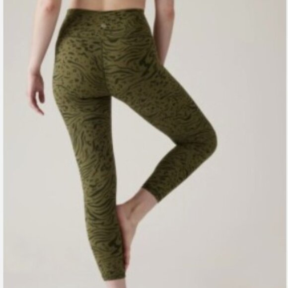 Athleta Women's XL Animal Print Olive Green High Rise Stretch Workout Leggings - Picture 5 of 5